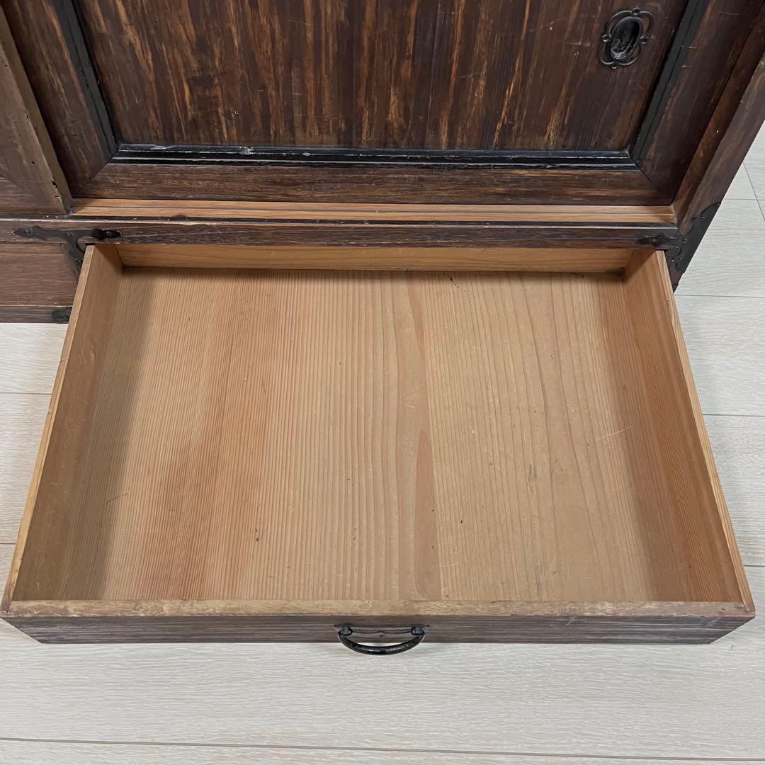 (な03)古家具 桐ローボード テレビ台 和箪笥 魚金具 時代家具 和家具