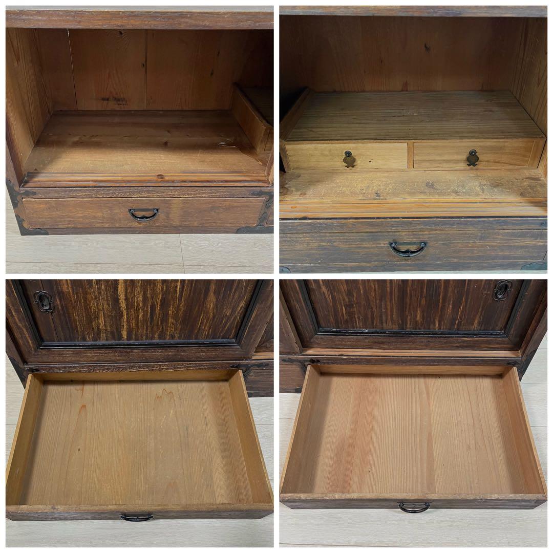 (な03)古家具 桐ローボード テレビ台 和箪笥 魚金具 時代家具 和家具