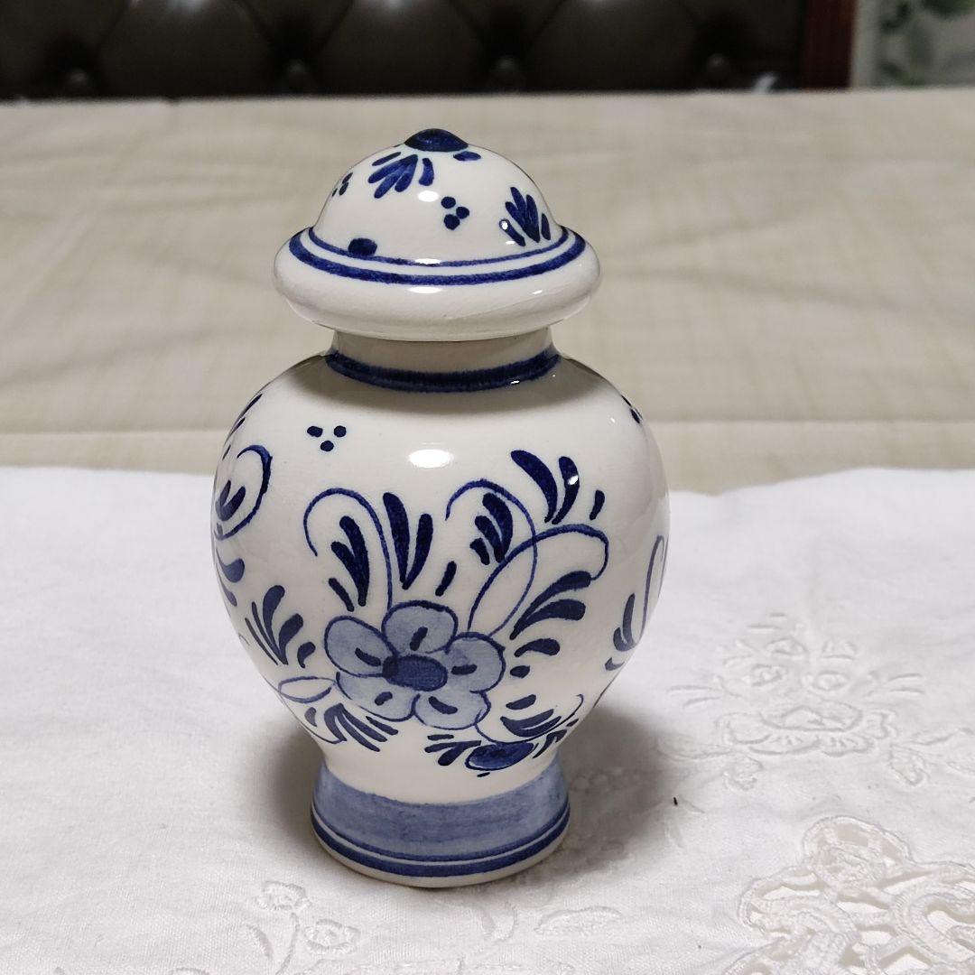 オランダ　デルフト焼　ミニ壺　蓋付　置物　インテリア　花瓶
