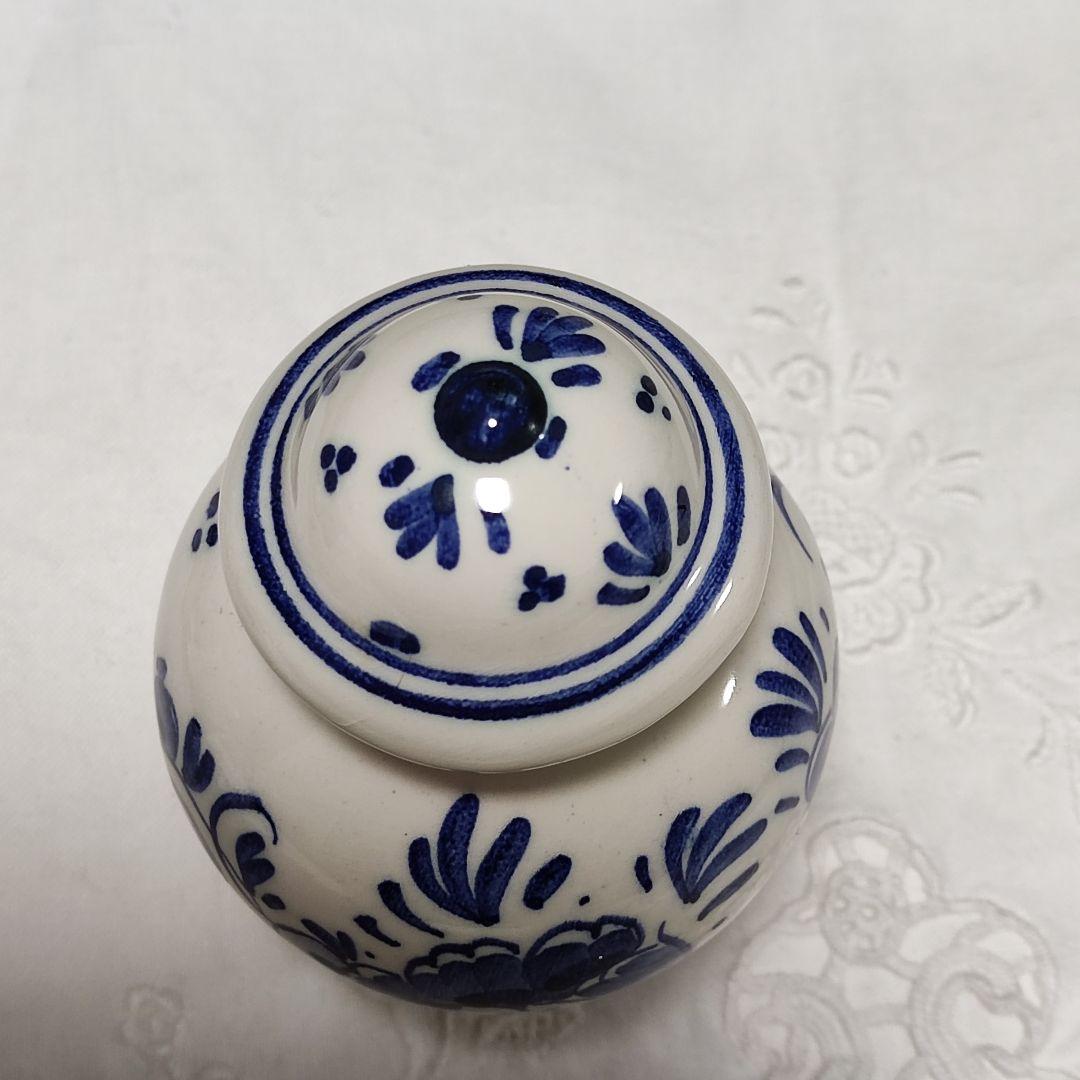 オランダ　デルフト焼　ミニ壺　蓋付　置物　インテリア　花瓶