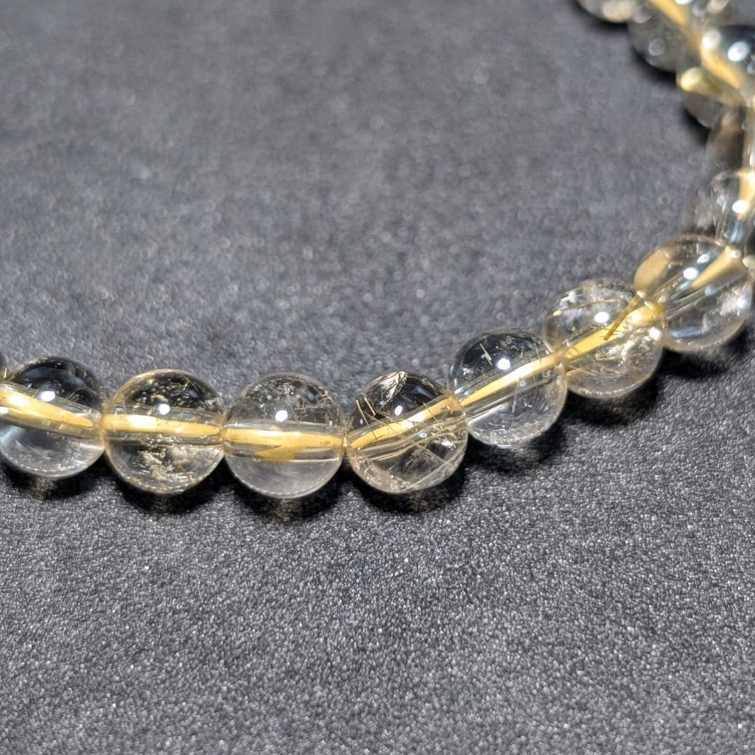 【透き通るクォーツが美しい】ゴールドルチル ブレスレット 6ミリ 水晶のお守り