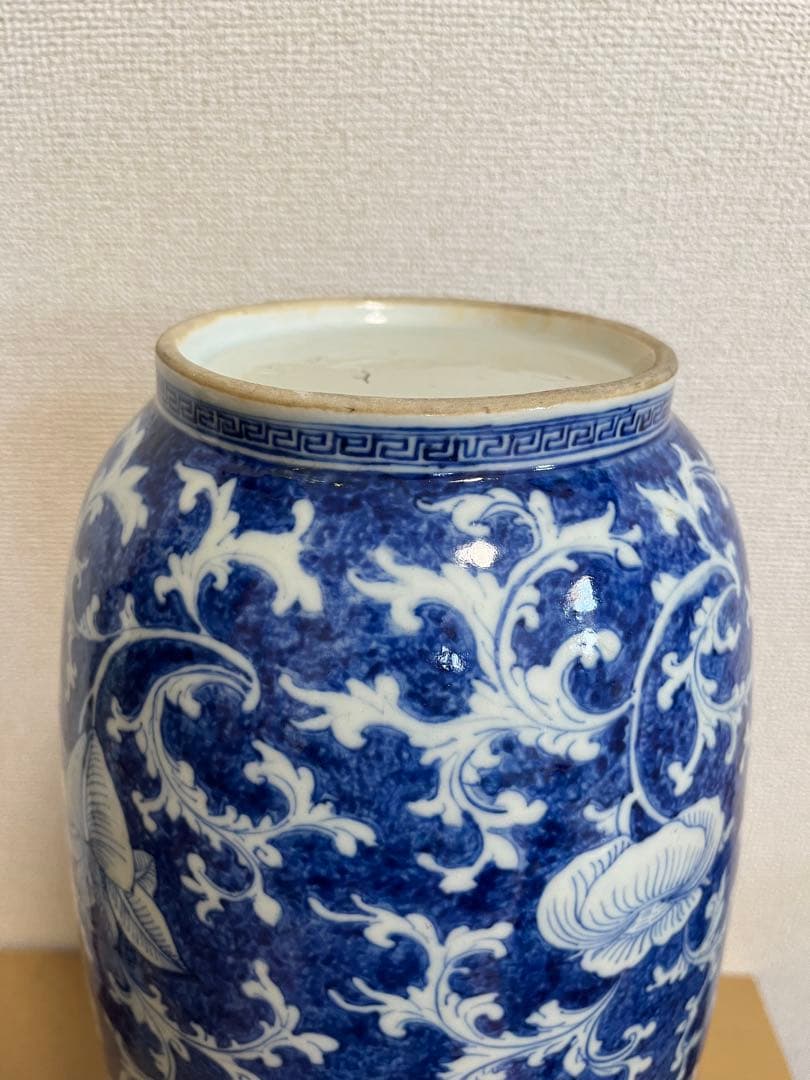 中国美術清代染付　青花細密彩画大花瓶時代物 高約39.5ｃｍ