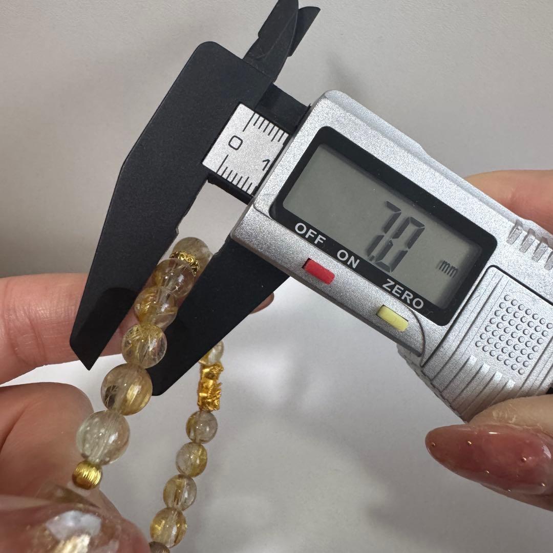 セール　天然石　ハンドメイドブレス　ルチルクォーツ　リビアングラス　金運