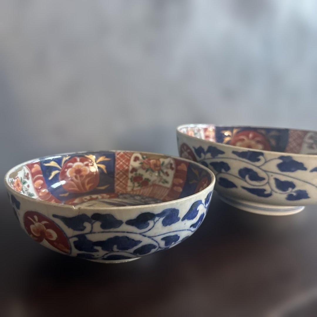 お値下げ❣️色絵陶器ボウル2点セット 難あり