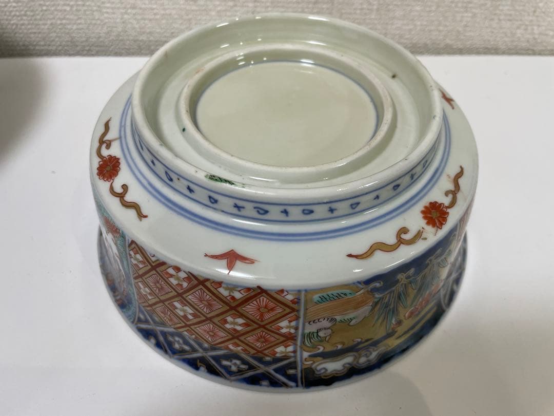 【現状品】古伊万里 有田焼 三ツ鉢 金彩 朱絵 アンティーク 時代物