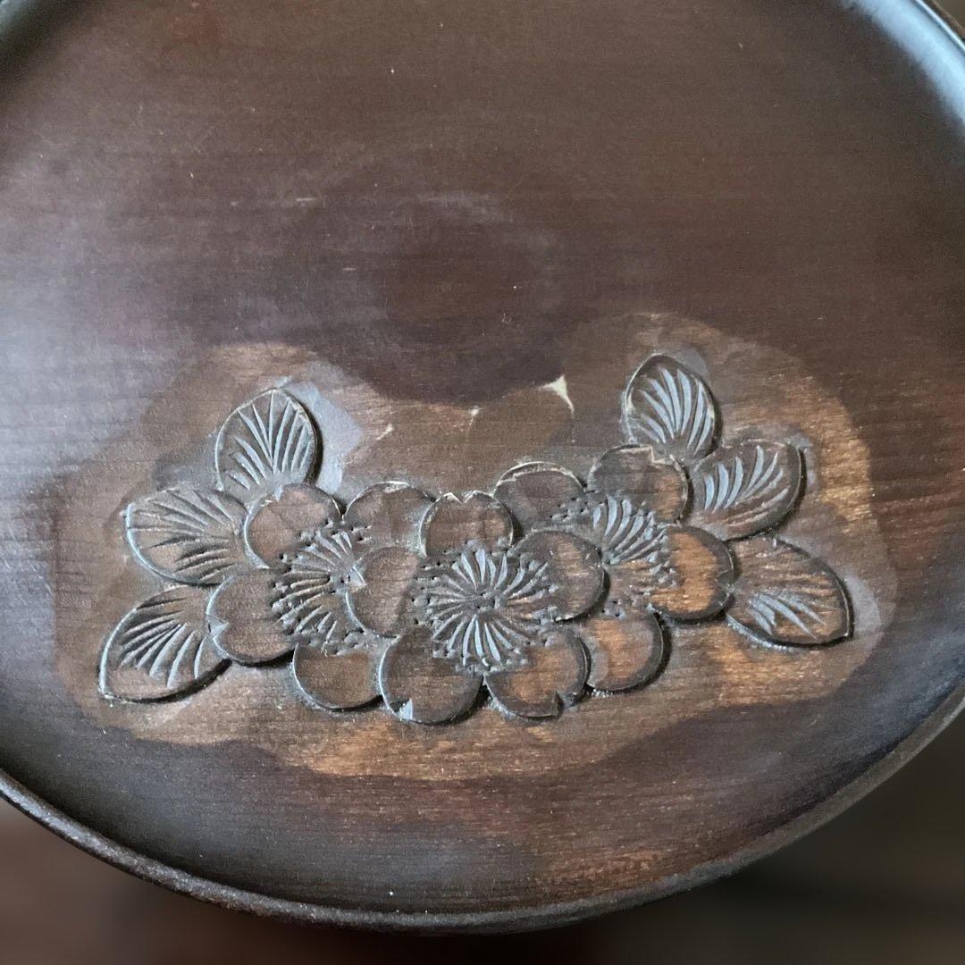 軽井沢彫　一彫堂　桜模様 彫刻お盆