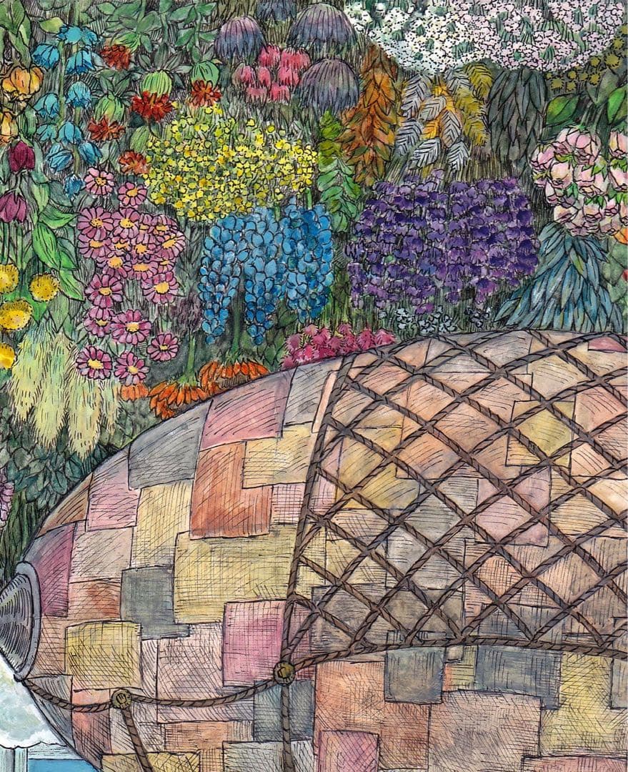 【原画】「ときめきの旅へ」ペン 水彩画