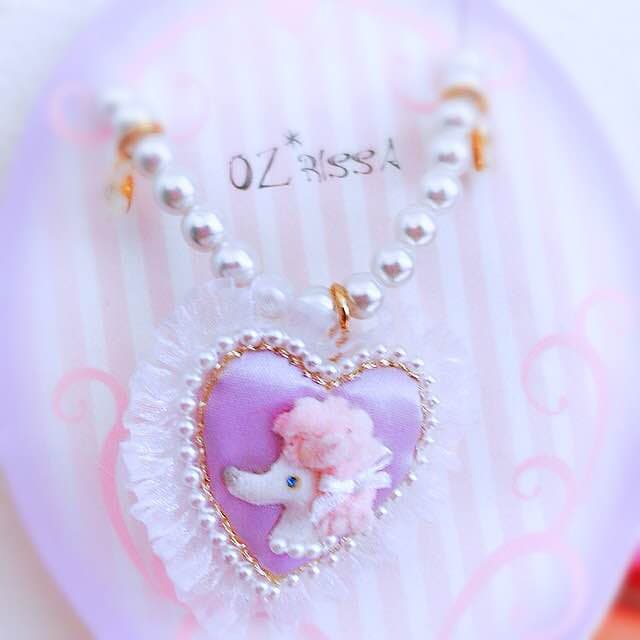 oz*rissa 様♥︎ゆめかわハートカメオのプードル&パールネックレス♥︎