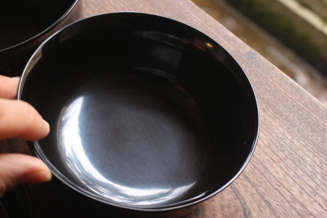 時代逸品！端正な時代黒漆に極上菊蘭蒔絵の映える四つ椀（検懐石道具蒔絵椀茶道具