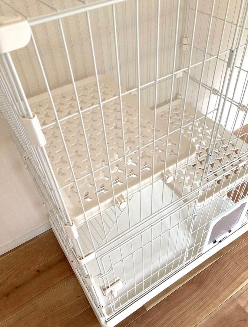 美品　キャットケージ　ホワイト　2段　キャットゲージ　猫ケージ　猫用ケージ