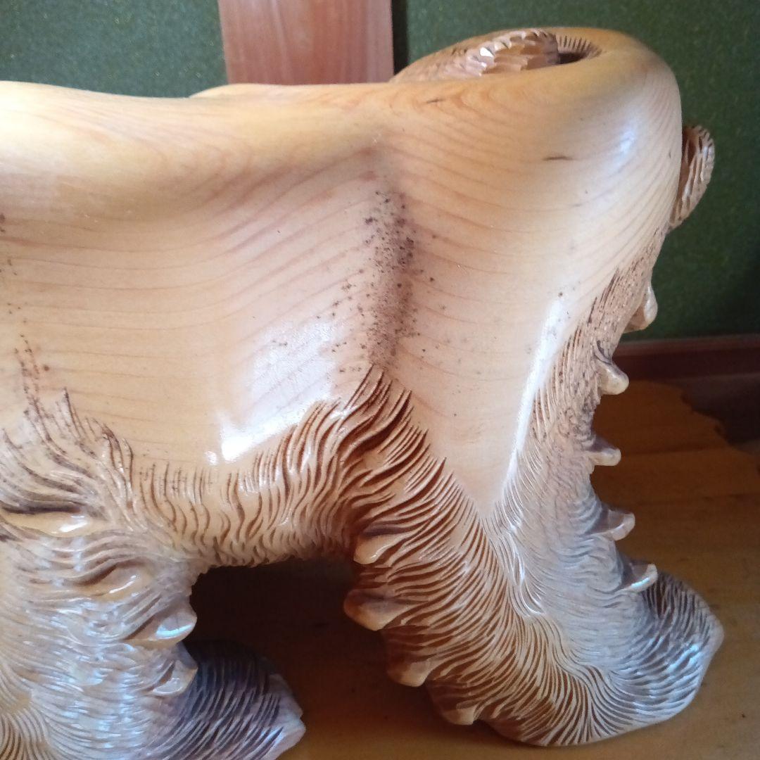 木製クマの彫刻 花台付き