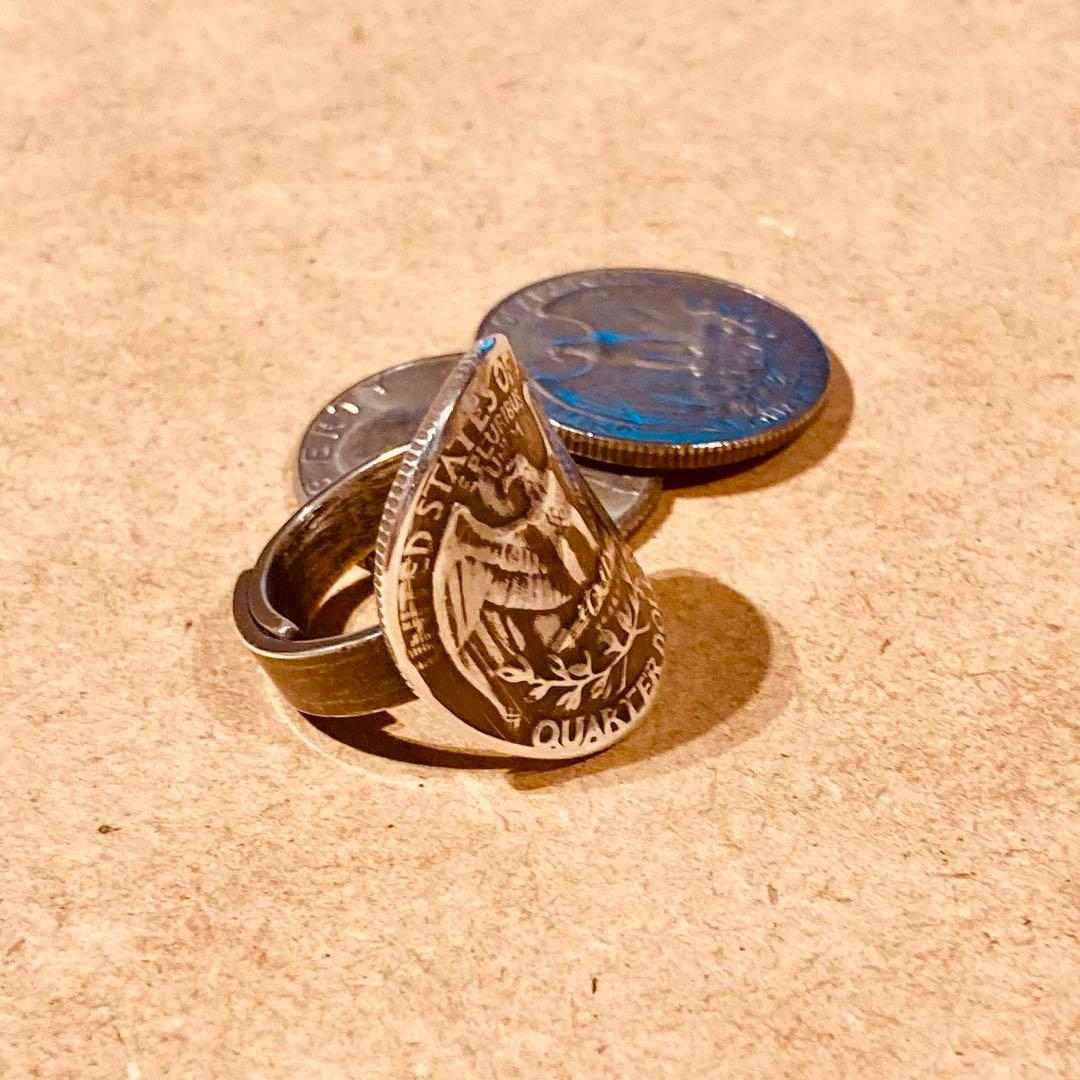 ★ハンドメイド silverフリーリング アメリカ合衆国 クォータードル古銭使用