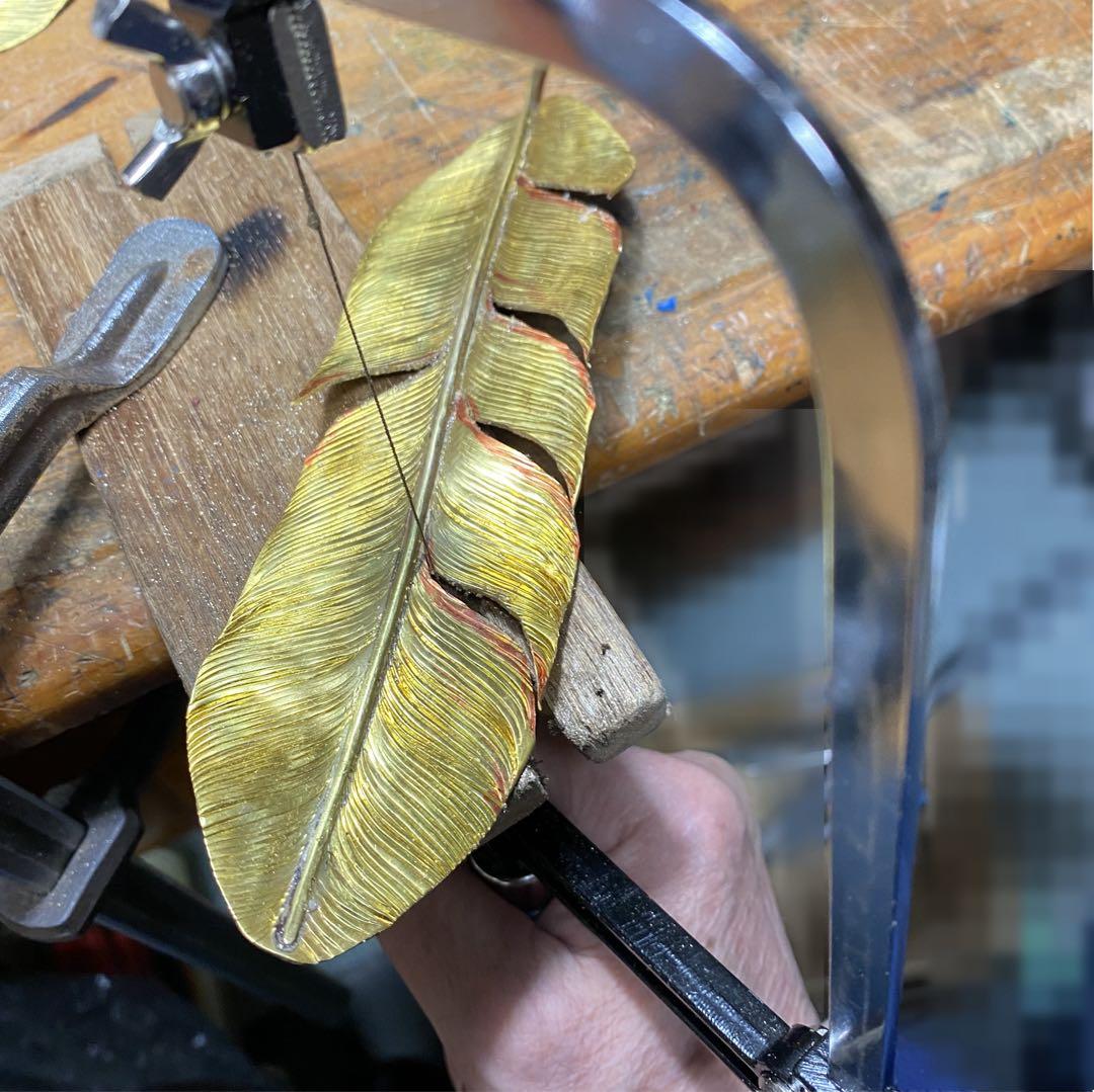 幅35mm 真鍮フェザーバングル 黒染め ハンドメイド