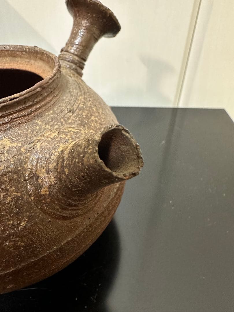 真焼南蛮　急須　白斉造　茶道具　供箱　骨董古美術