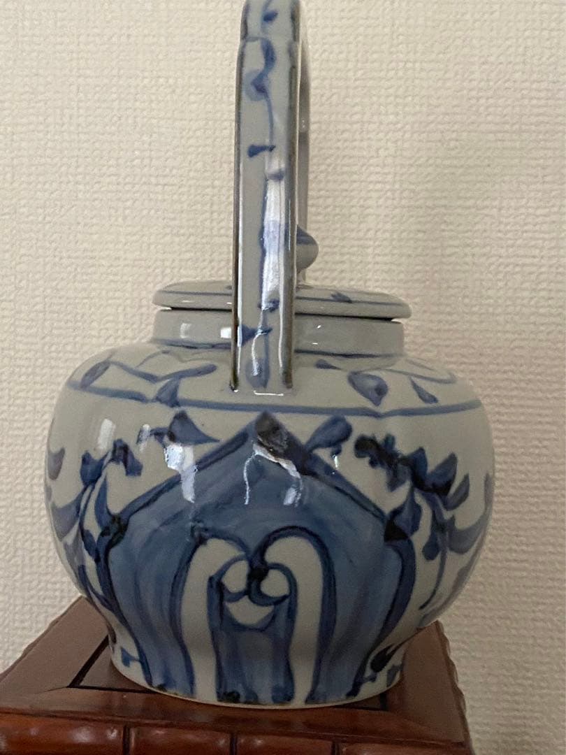 煎茶道具青花 染付 旧家蔵出茶器急須　陶器　古玩年代品