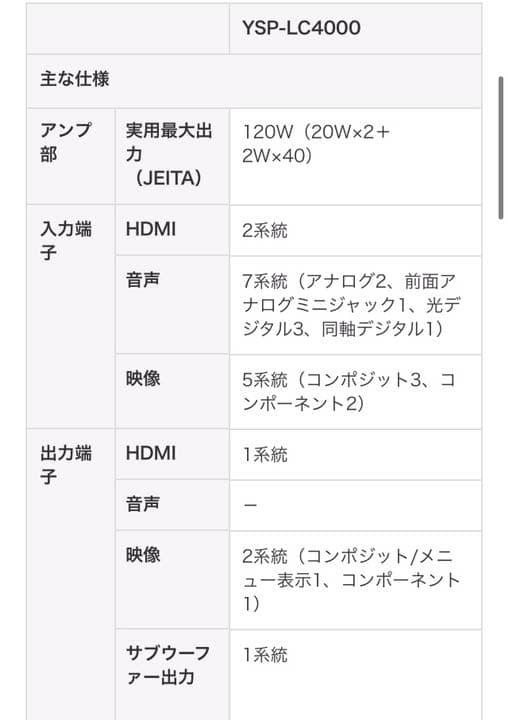 【近県送料込】デジタルサウンドプロジェクター YAMAHA YSP-LC4000
