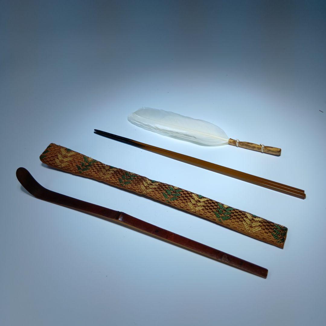 茶道具　桑材　茶箱一式