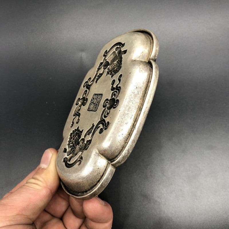 大唐 双獅盤 銅製 装飾品 現代工芸品 美術品 置物