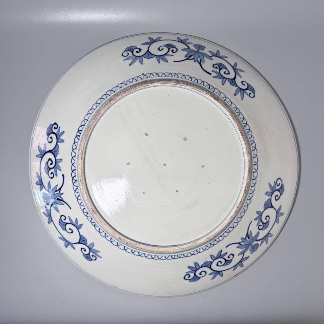 古伊万里　色絵花鳥図大皿　一尺八寸　直径55cm　圧倒底な存在感◎　送料無料！