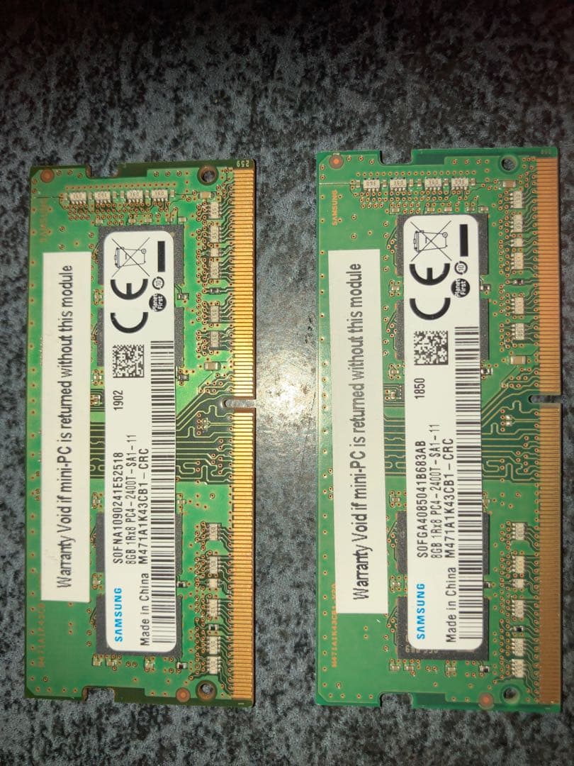 Samsung DDR4 8GBメモリー×2枚 計16GB 動作確認済