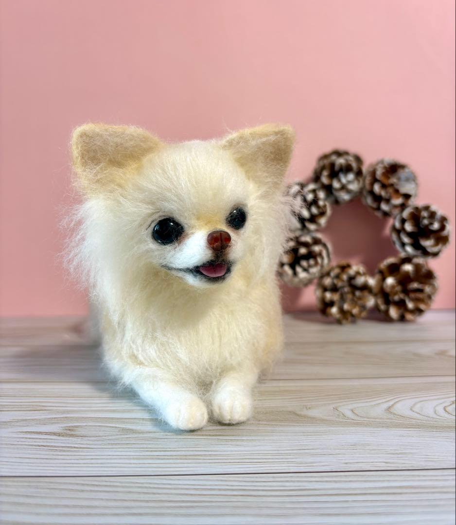 羊毛フェルト　羊毛犬　にこにこチワワちゃん　no.53