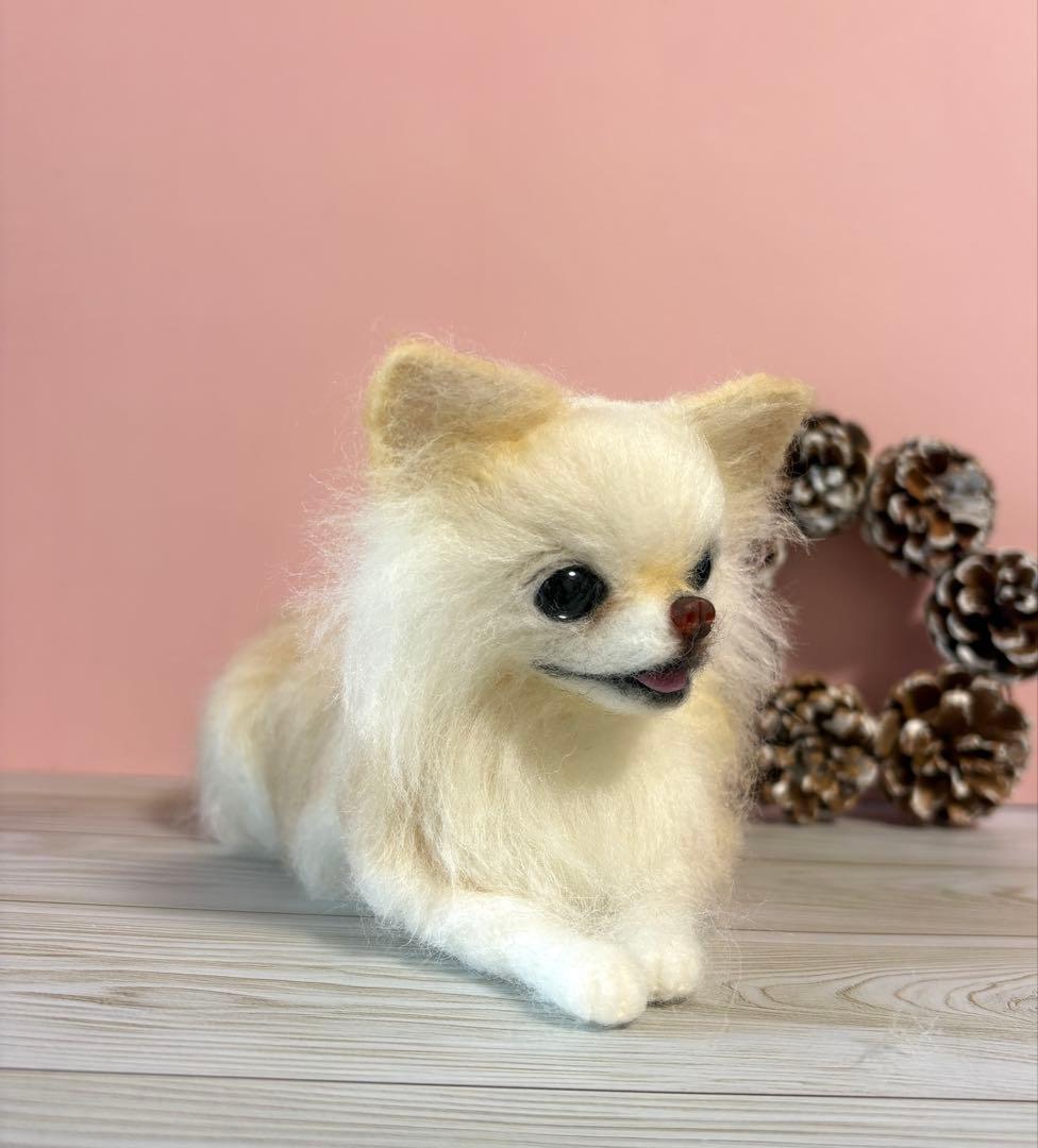 羊毛フェルト　羊毛犬　にこにこチワワちゃん　no.53