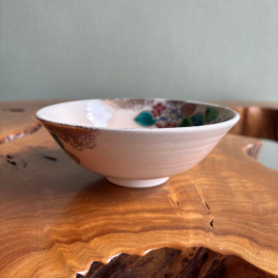 仁清紫陽花 平安紫峰造 共箱 平茶碗 抹茶碗 茶道具