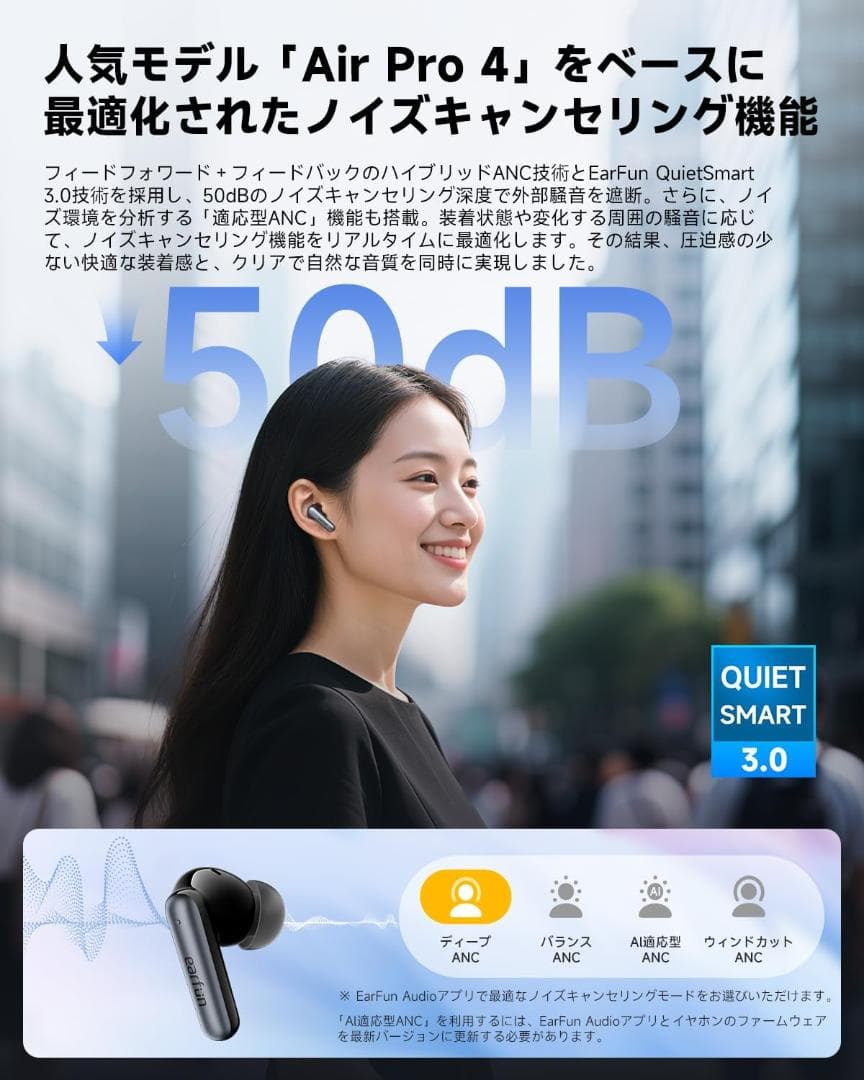 【新品未開封】EarFun Air Pro 4i ワイヤレスイヤホン ノイキャン