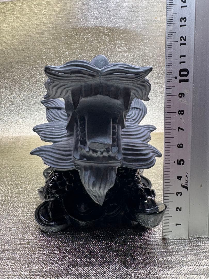 【彫刻置物】龍亀 ろんぐい オブシディアン 黒曜石　財運　金運　風水獣　開運　1