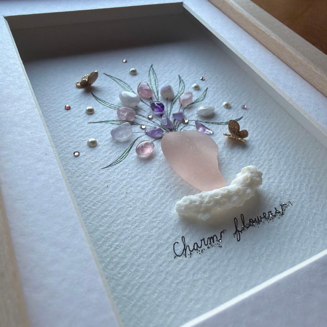 No.717Charm flowers （再販） 天然シーグラスアート