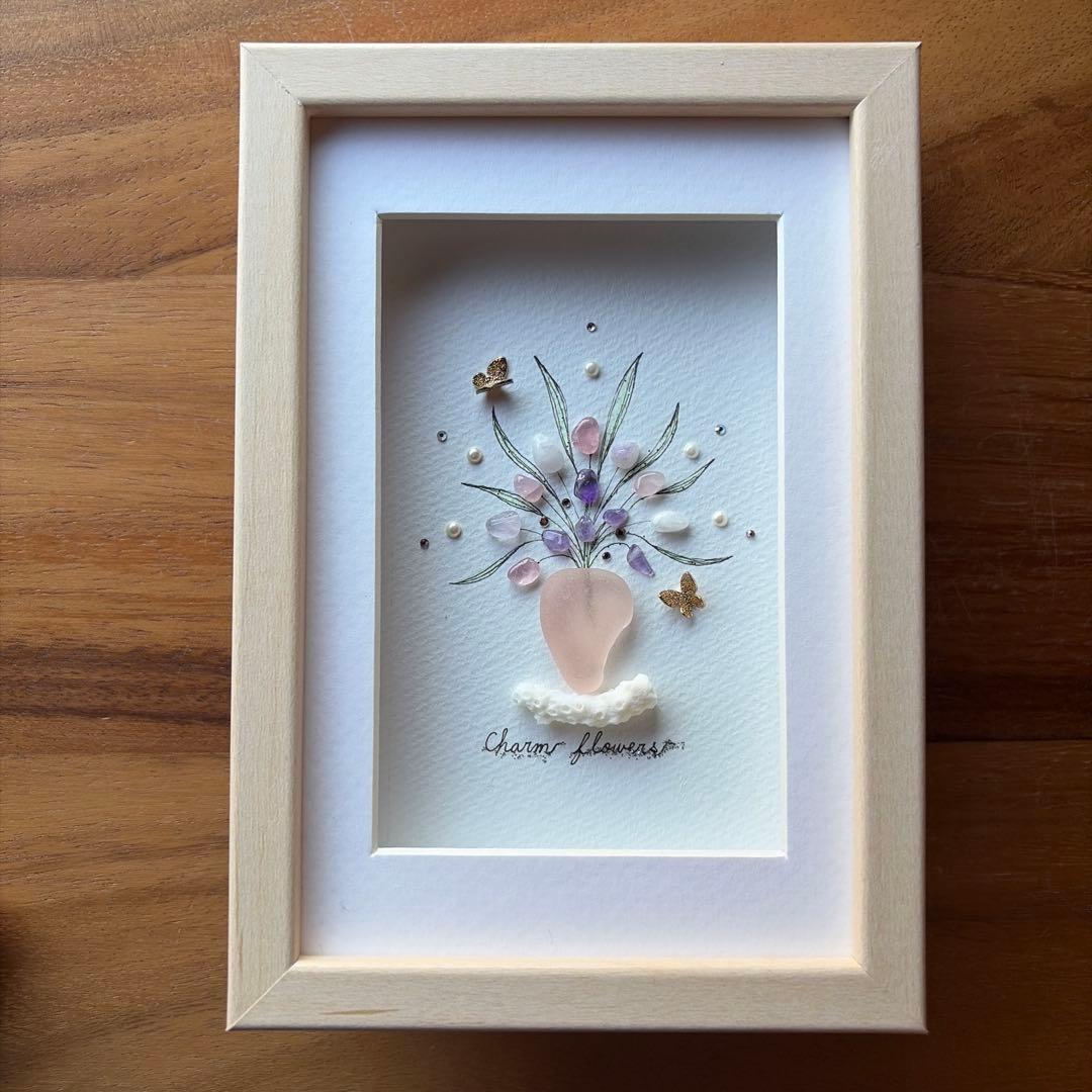 No.717Charm flowers （再販） 天然シーグラスアート