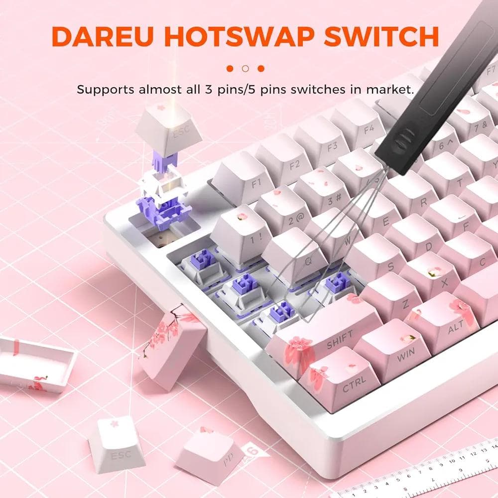 DAREU EK75PRO メカニカルキーボード 無線 桜/ピンク 技適認証取得