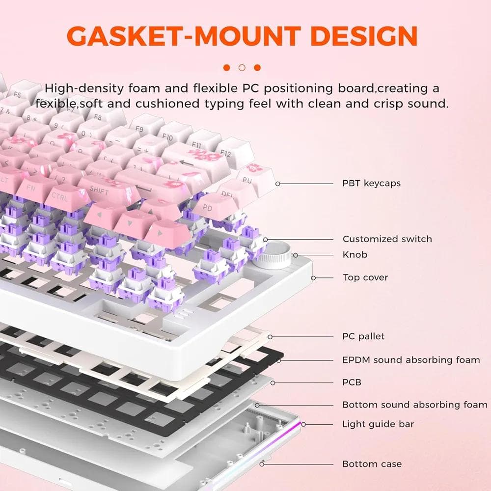 DAREU EK75PRO メカニカルキーボード 無線 桜/ピンク 技適認証取得
