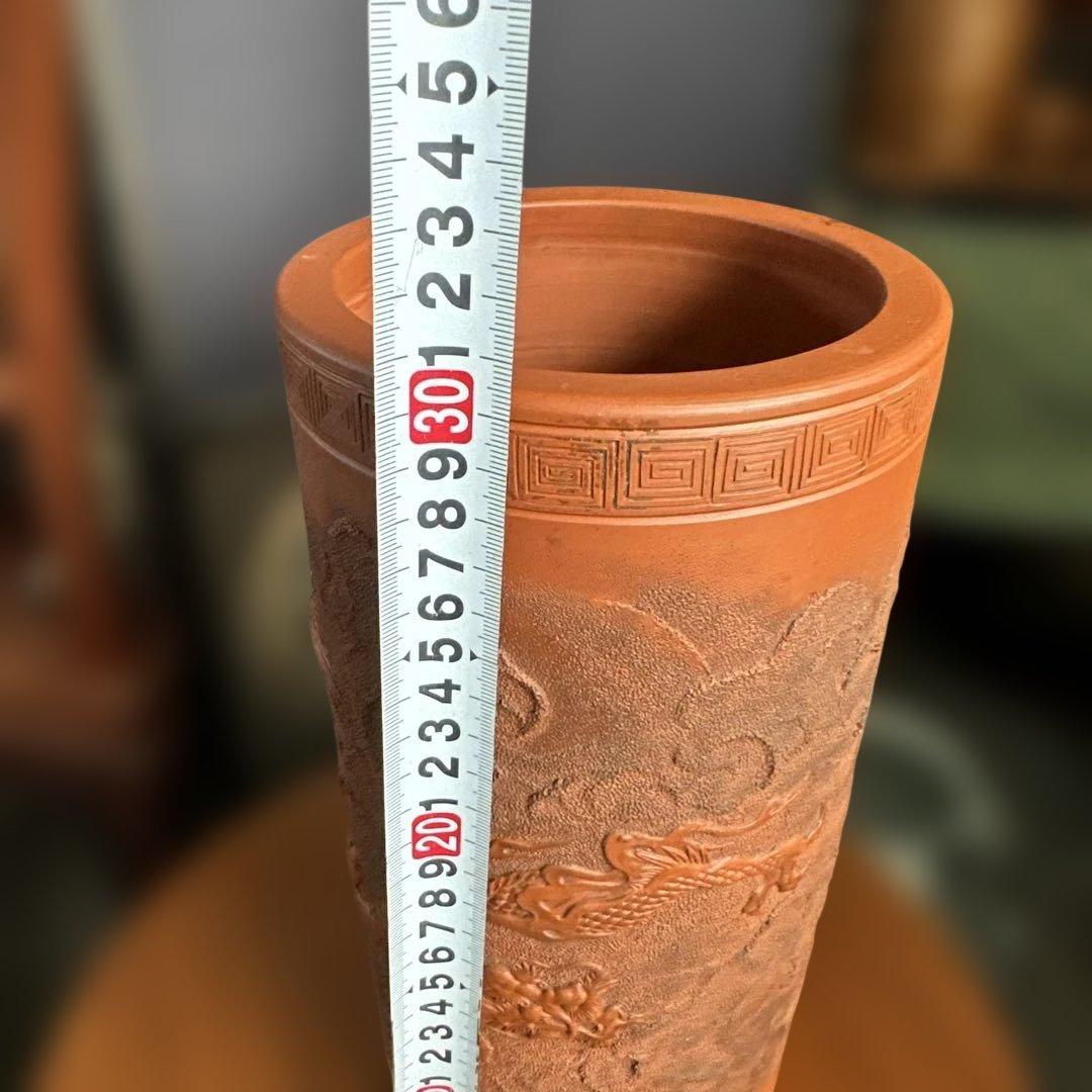 常滑焼，中国，紫砂，雕刻，龍の彫刻 テラコッタ陶器 円筒形