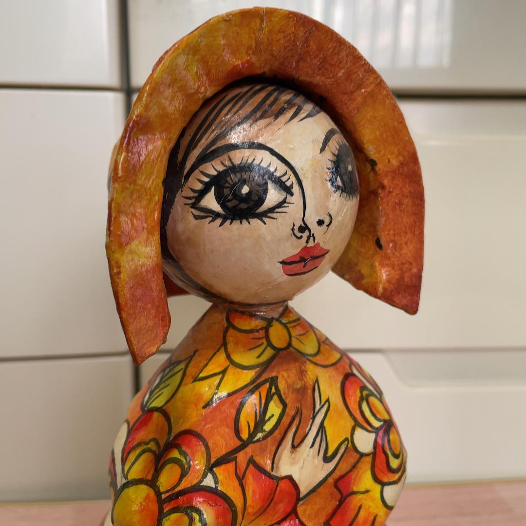 貴重 パピエマシェ ペーパー ドール 人形 メキシコ 民芸品 置物 アンティーク