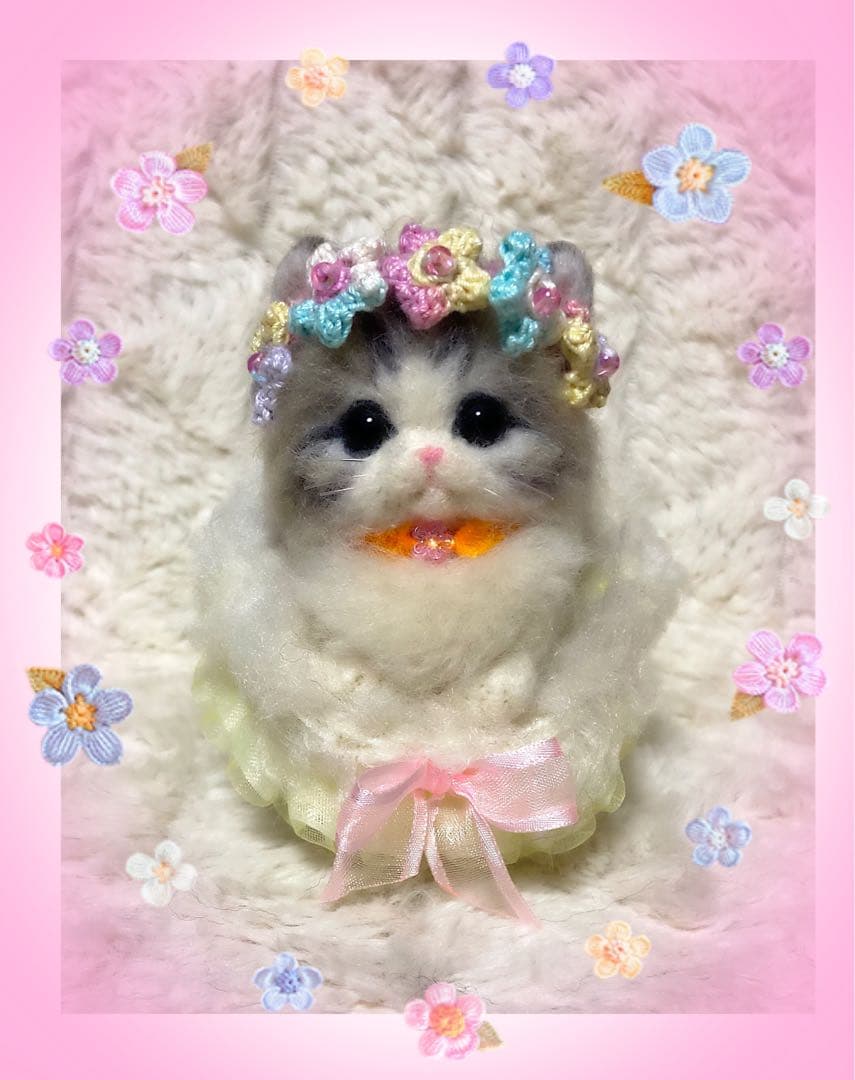 羊毛フェルト。猫。シマエナガ。オーダーNo.11