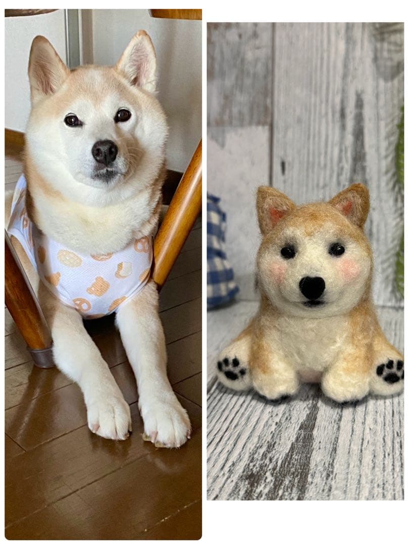 お鼻がハートのうちの子マスコット　はなここ　羊毛フェルト　うちの子　ペット