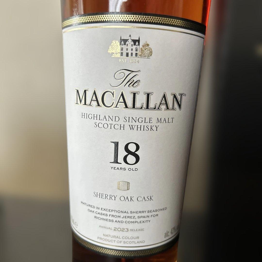 The Macallan 18年 シェリーオークカスク 2023リリース箱付