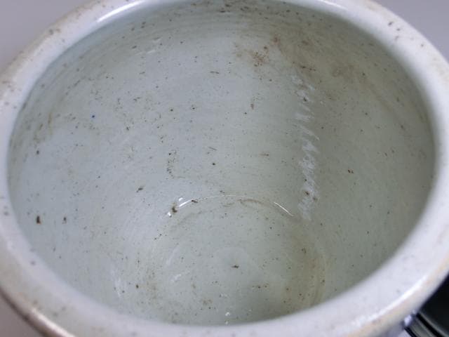 水指■青花双喜纏枝花卉紋 呉須青華牡丹唐草 景徳鎮窯 清時代中期 漆器蓋 唐物■
