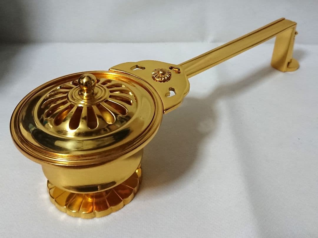 ✶金属工芸品✶柄香炉 太子型 真鍮 金メッキ 蝶番なし 寺院仏具 京都 高級品