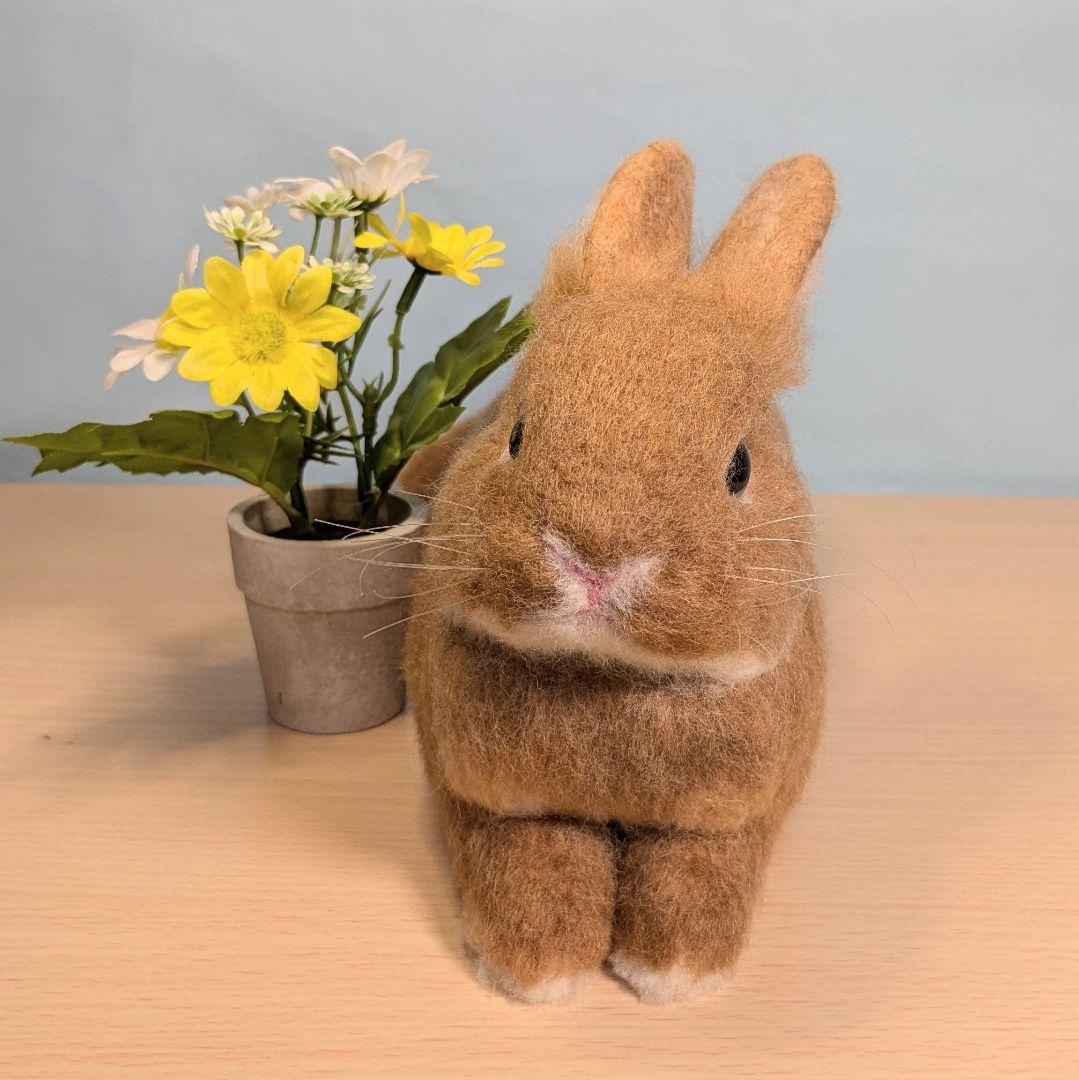 羊毛フェルト　うさぎ　まったりオレンジドワーフ　のあ