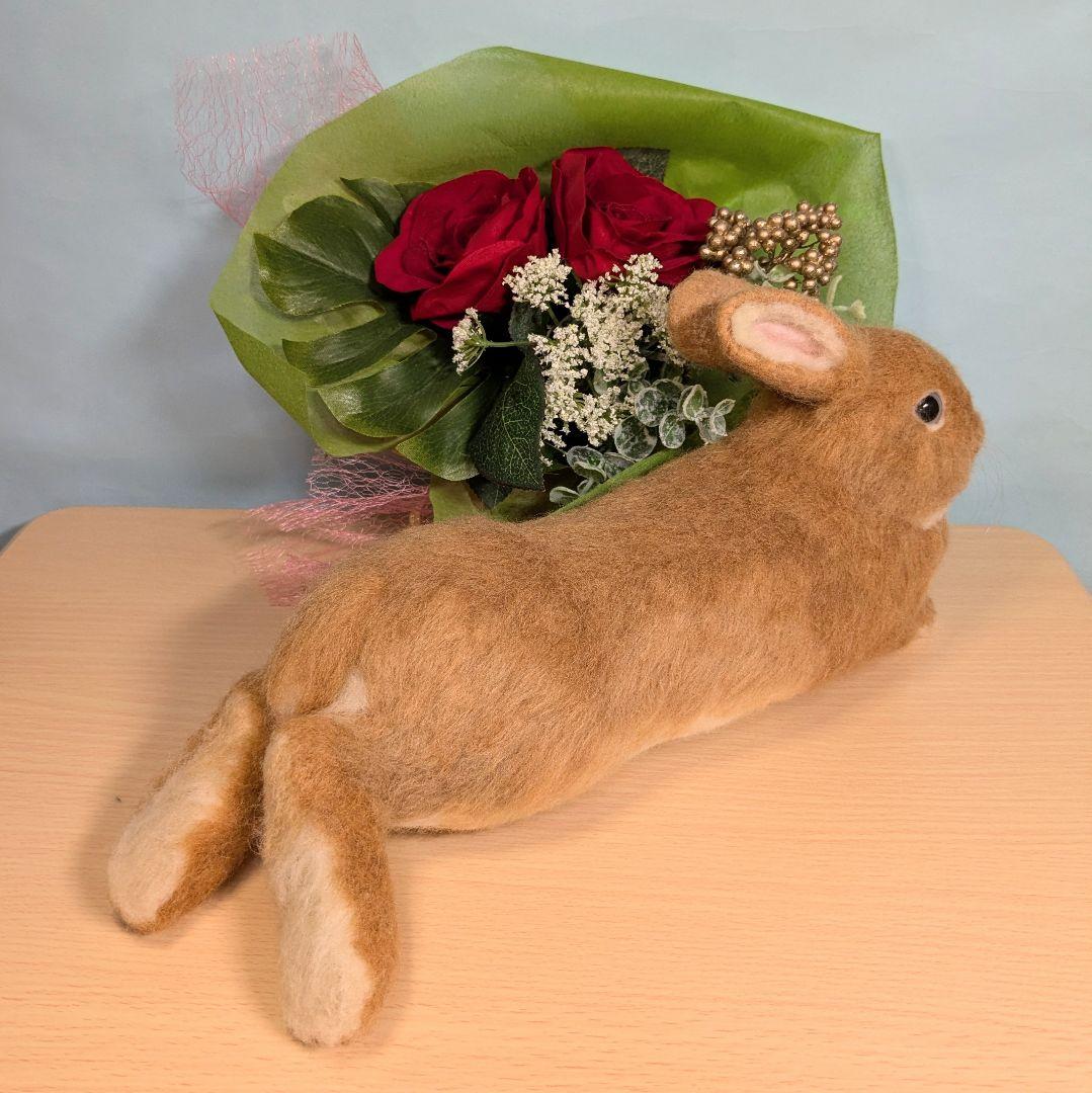 羊毛フェルト　うさぎ　まったりオレンジドワーフ　のあ