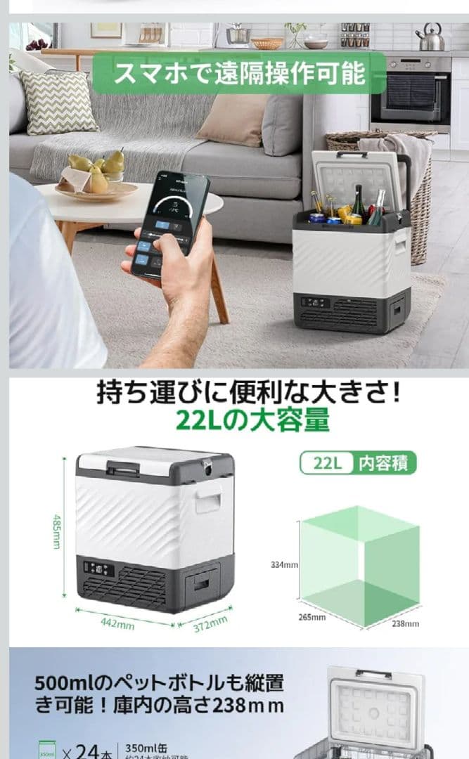 【ベストバイ】ポータブル冷蔵庫　バッテリー付　22L　F40C4TMP　持手付き