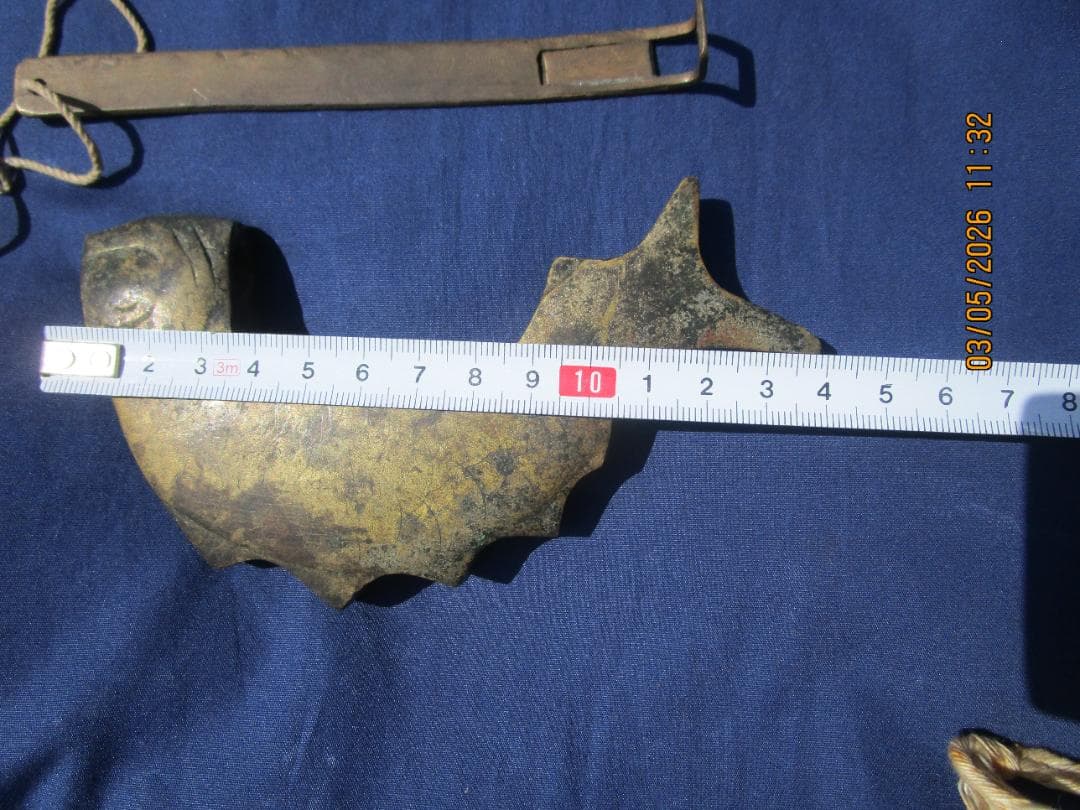 錠前　鍵　李朝　朝鮮　魚型錠前　開閉可能　1個　時代物