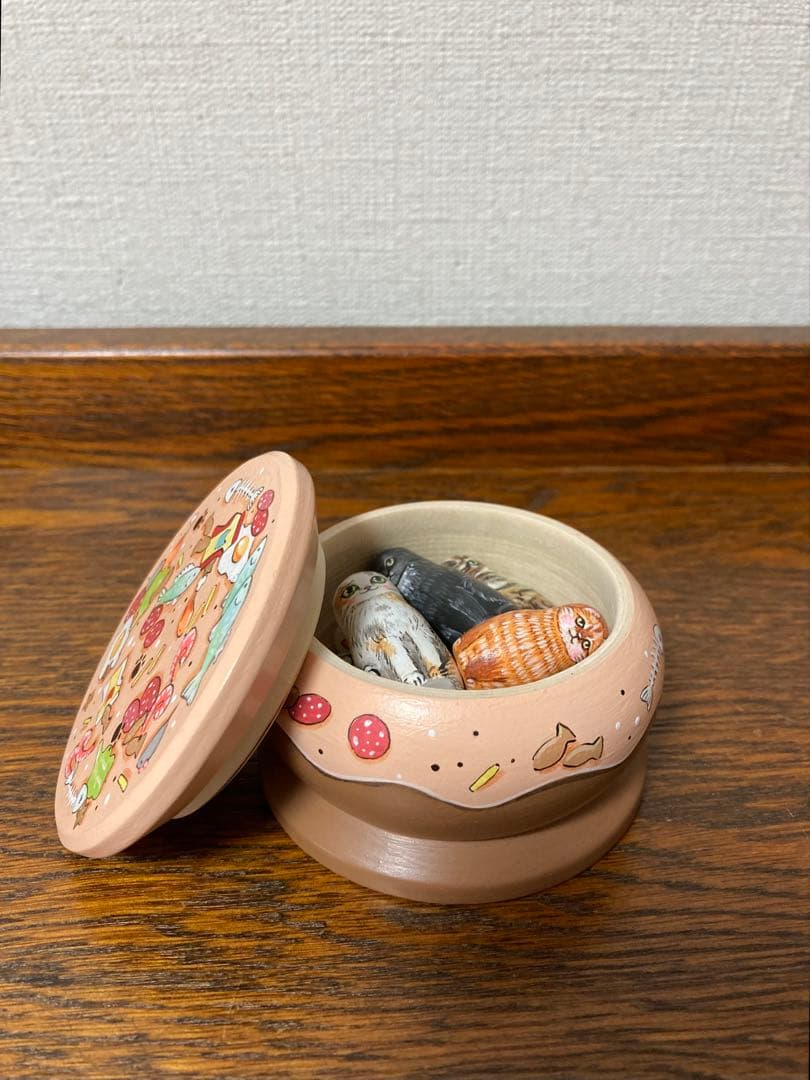 春の感謝祭24%OFFロシア雑貨☆ネコキット猫８匹&特製Box マトリョーシカ
