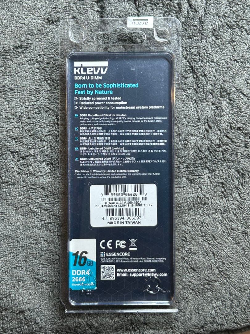 DDR4-2666 16GB 1枚　KLEVV製　完動品