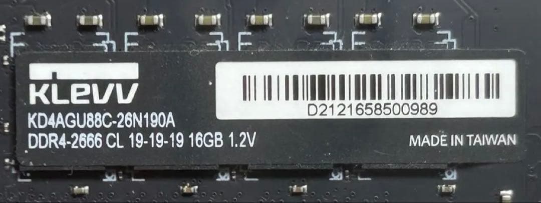 DDR4-2666 16GB 1枚　KLEVV製　完動品