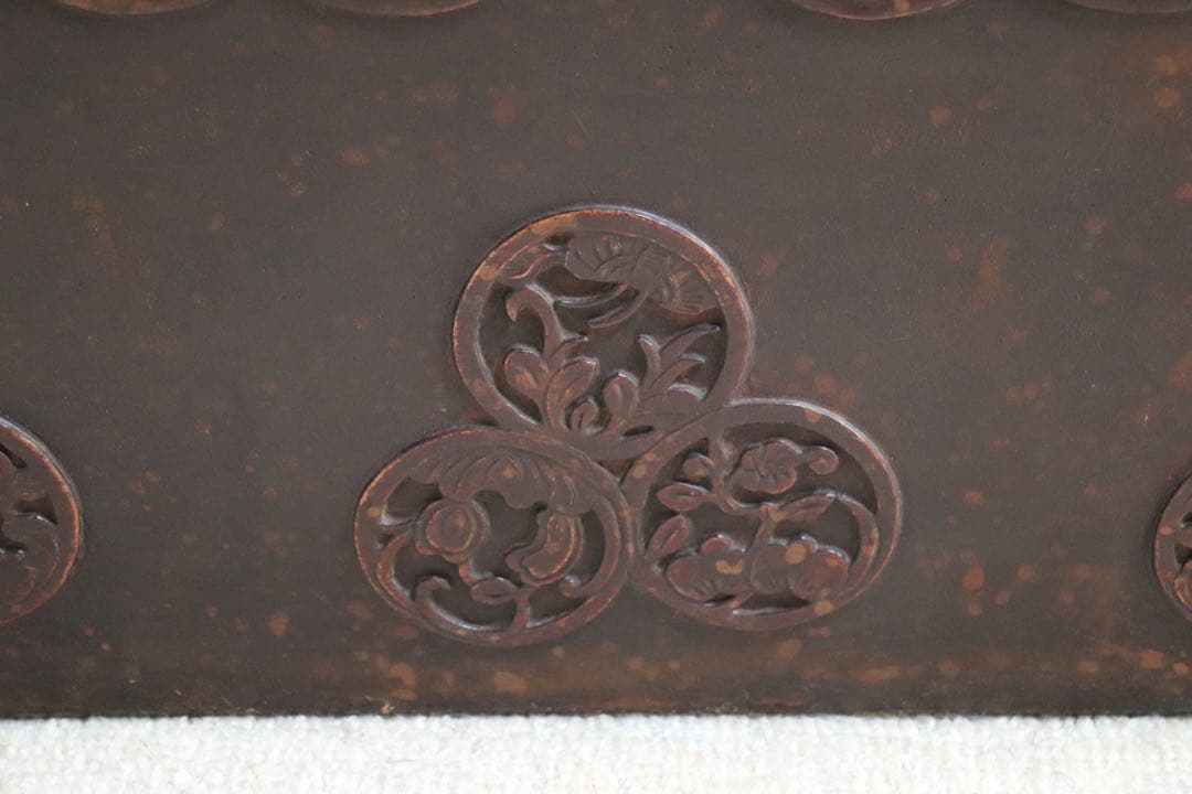 中国　民国期　革製銅製金具箱　李茂號製　古民具　送料込み0216
