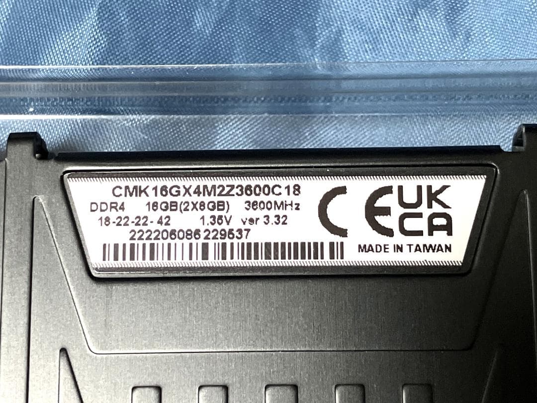 【動作確認済み】Corsair DDR4 3600 16GB(8GB×2)