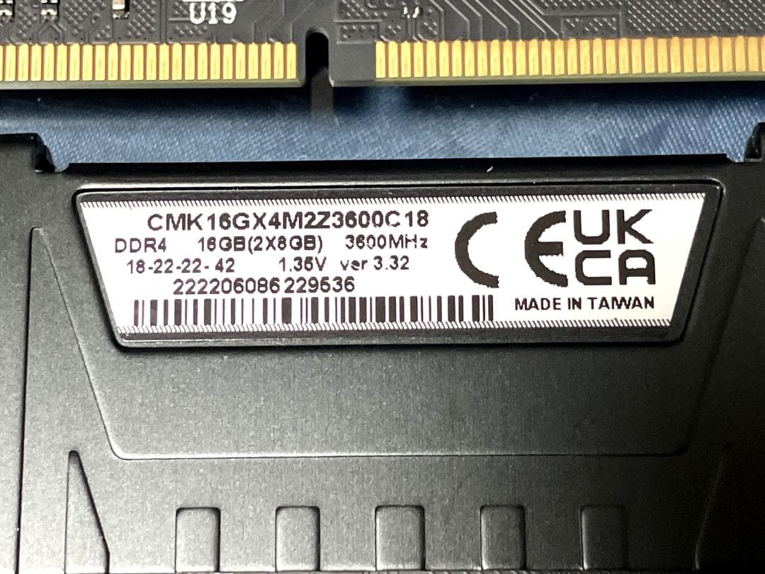 【動作確認済み】Corsair DDR4 3600 16GB(8GB×2)